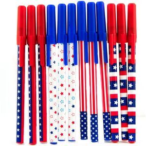 USA Flag Patriotic Themed 12 pc Ballpoint Pen Set in Black Ink